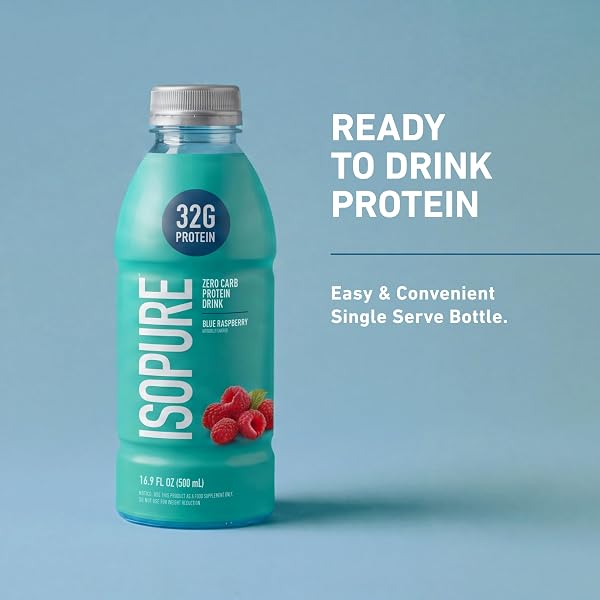 ISOPURE ZERO CARB 32G CLEAR PROTEIN READY-TO-DRINK, WHEY PROTEIN ISOLATE, BLUE RASPBERRY, 12 PACK