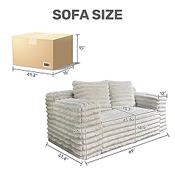 69" Cloud Loveseat Boneless Sofa Couch in a Box, No