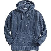 Men Hoodies Pullover Corduroy Hoodie Sweatshirts Casual Long Sleeve Sweater Fall Winter Loose Thermal Textured Tops