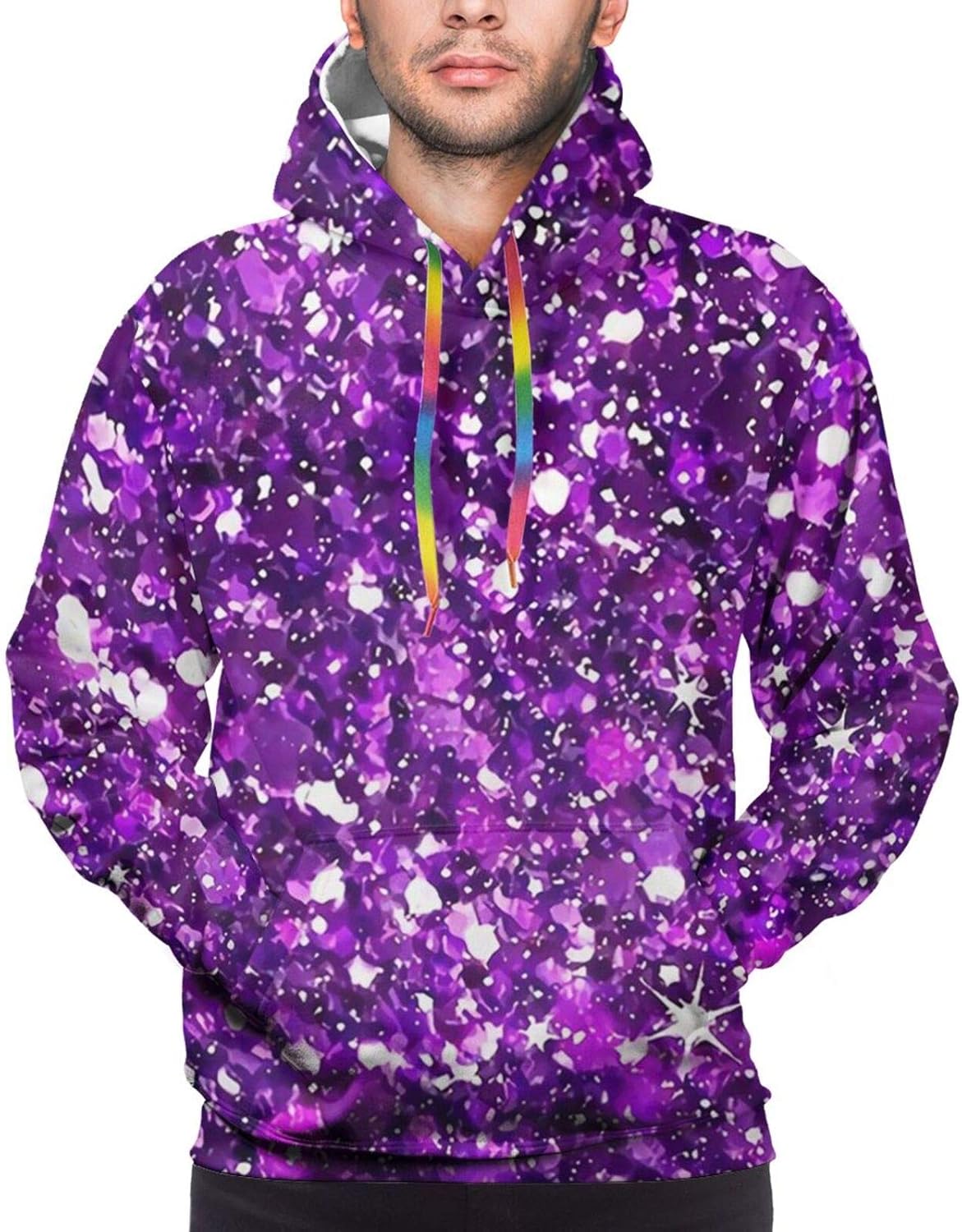 Amazon.com: Hooded Sweatshirts Comfortable Purple Sequins Hoodie Pullover for Mens: Clothing