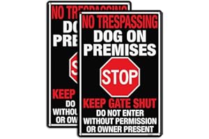 GicnKeuz No Trespassing Dog On Premises Sign, 12"×8" Beware Of Dog Signs for Fence,Do Not Enter Aluminum Sign, Fade Resistant/Waterproof, Indoor or Outdoor Use (2-Pack)