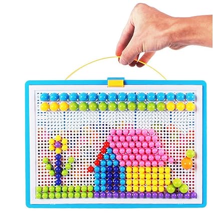 Fansport Mushroom Nail 296 Pcs Pegboard Mushroom Nail Jigsaw Puzzle Educational Toy
