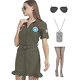 EBYTOP Halloween Costumes for Adult 2025 Pilot Flight Costume Dress for Women