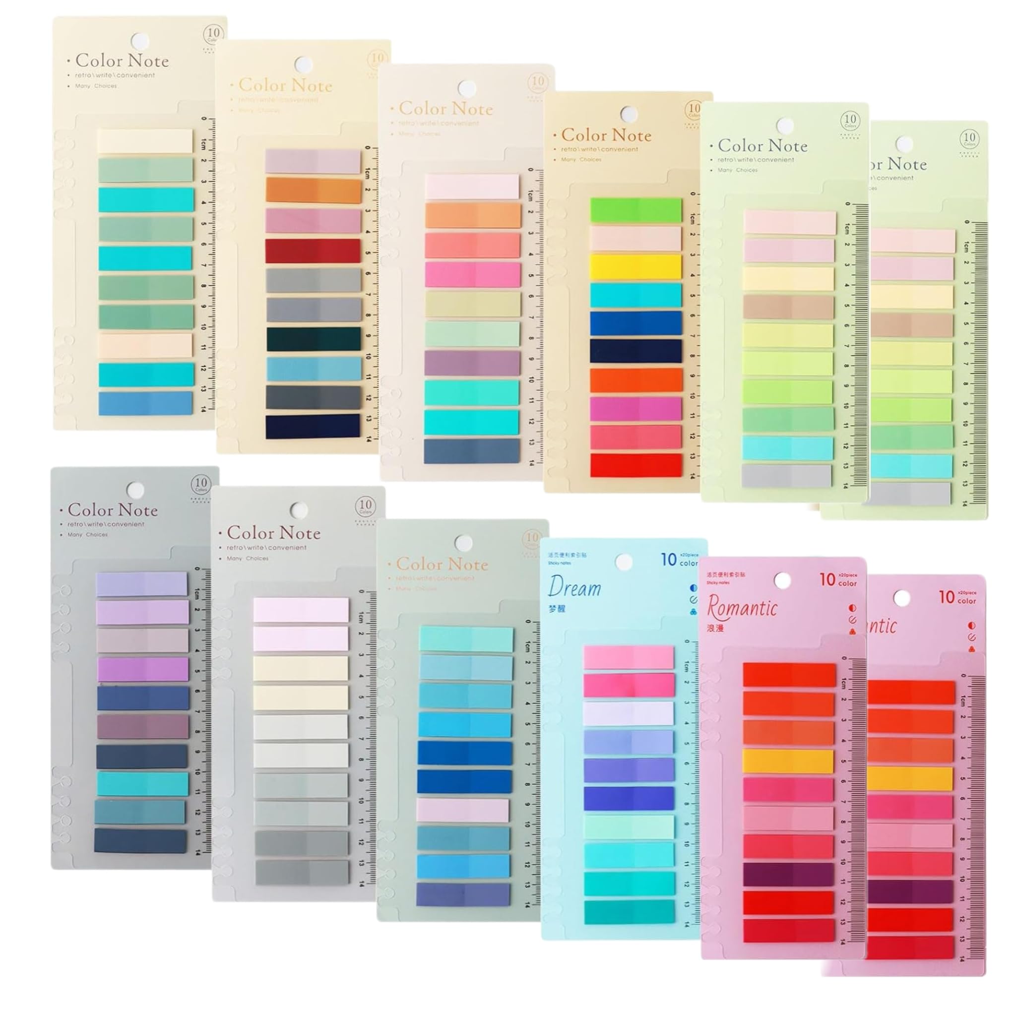 2400 Pcs Sticky Tabs, 12 Pack Colorful Book Tabs with Ruler, Mini Page Markers Tabs, Cute Index Tabs, Annotation Tabs for Reading Notes, Books, Notebook,Classify Files, Office Supplies