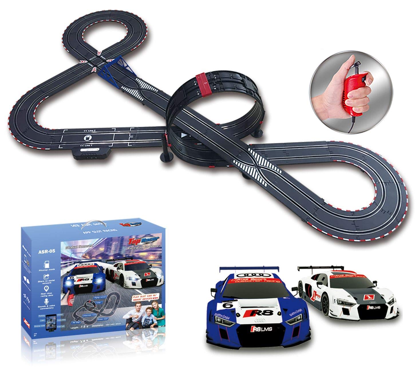AGM MASTECH Slot car Set with Racing Assistant APP No.ASR-05 1:43 Scale