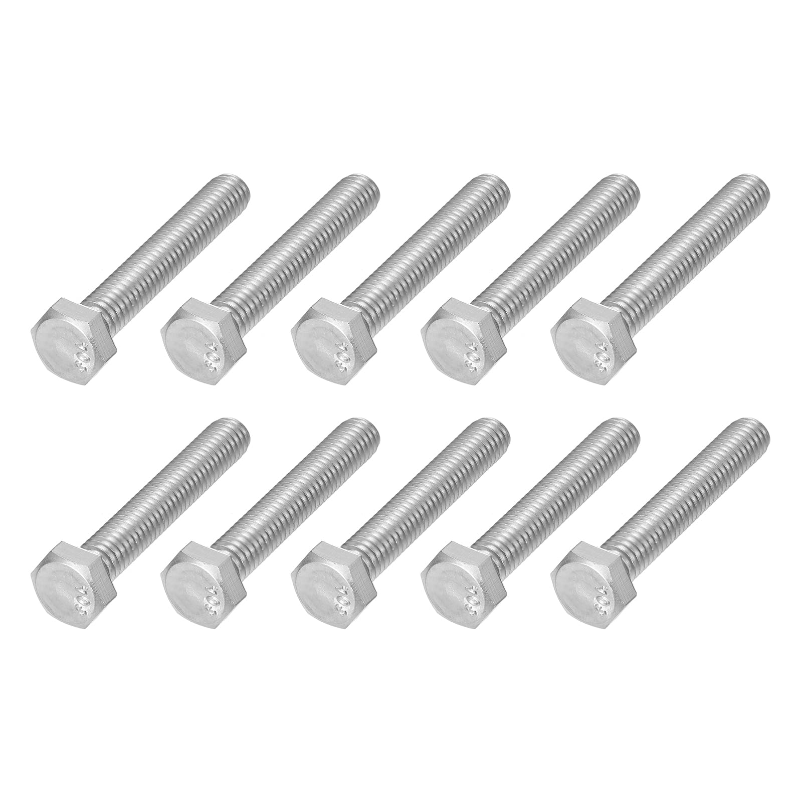 METALLIXITY Hex Head Bolts (5/16-18 x 2") 20Pcs, 304 Stainless Steel 18-8, Fully Threaded, External Hex Drive, Plain Finish, Hex Head Screw Bolt, Silver — image 1