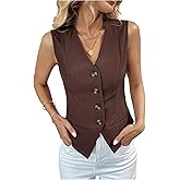 Floerns Women's Button Down Sleeveless Blazer V Neck Office Work Classy Suit Vest