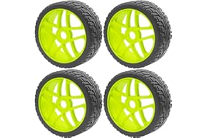 SHARE GOO ShareGoo OD 4.09" Rubber 1/8 RC Buggy Tires and 17mm Hex Wheels Rim Compatible with Arrma Typhon Kyosho Losi VRX Redcat HSP HPI 1/8 Scale RC Off Road Buggy (Green)