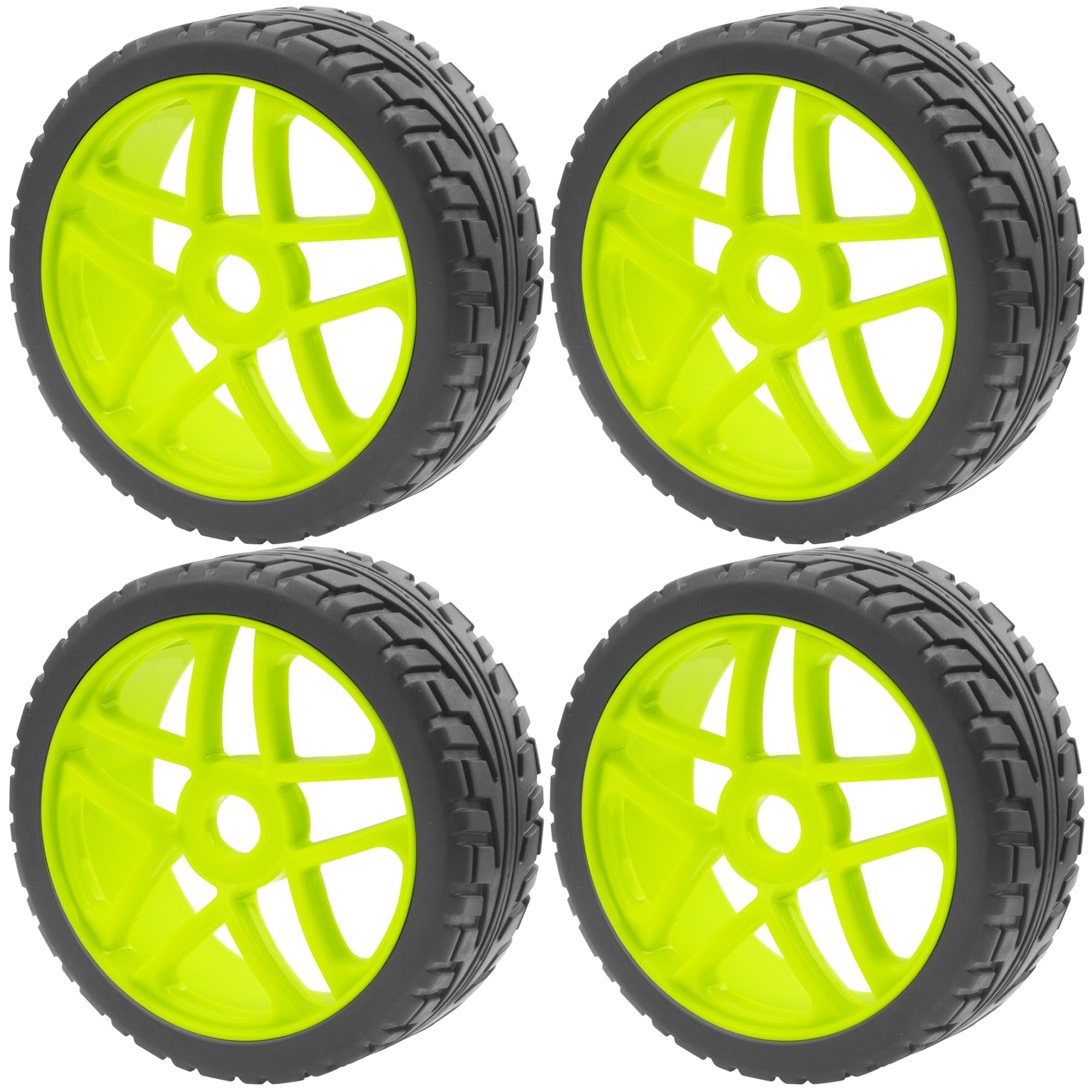Photo 1 of ShareGoo OD 4.09" Rubber 1/8 RC Buggy Tires and 17mm Hex Wheels Rim Compatible with Arrma Typhon Kyosho Losi VRX Redcat HSP HPI 1/8 Scale RC Off Road Buggy (Green)