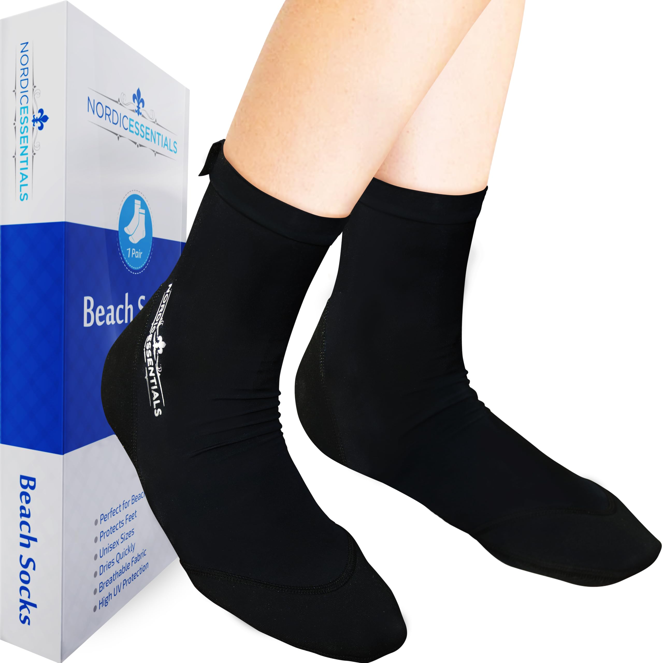 Nordic Essentials Beach Socks (1 Pair) Wear in Sand, Playing Volleyball & Soccer - Kids, Women & Men - 1 Year Warranty