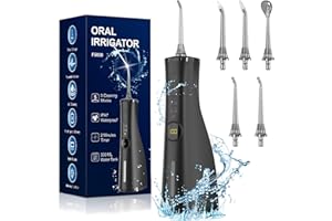 ABOBO Water Dental Flosser Pick for Teeth 5 Modes Cordless Portable Teeth Cleaner Electric Oral Irrigator 300 ML Tank 5 Jet Tips IPX7 Waterproof Waterflosser Flossing Cleaning Picks for Home and Travel