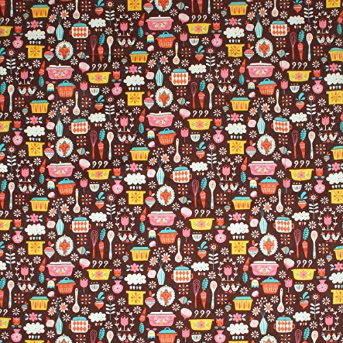Dish Drying Mat - Pet Placemat - Appliance Mat - Kitchen Mat - Retro Kitchen Print on Brown - 16"x20" - Thumbnail 2