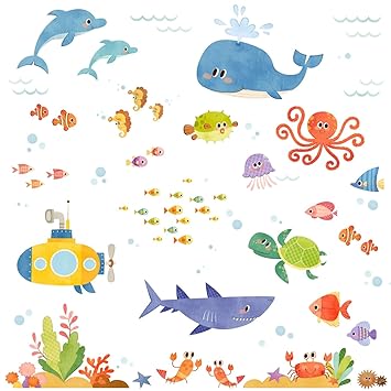 Decowall Dat 1611 Abenteuer Auf See Meerestiere Tiere Wandtattoo Wandsticker Wandaufkleber Wanddeko Fur Wohnzimmer Schlafzimmer Kinderzimmer Englische Ver Amazon De Baby