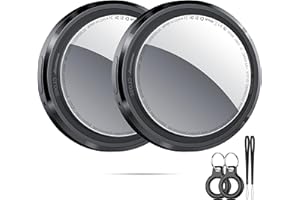 QCOQ Air Tracker Tags-2 Pack Black | Bluetooth Tracker Work with Apple Find My (iOS Only), Smart Tag with Protective Case/Keychain/Lanyard, Item Finder for Luggage/Key/Suitcase, Replaceable Battery