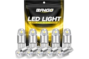 BANGO 194 LED Bulb, 6000K White Super Bright 168 T10 2825 W5W LED Replacement Bulbs for Car Interior Dome Map Door Courtesy Trunk Side Marker License Plate Lights, Pack of 10