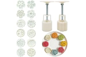 14 PCS Bath Bomb Mold Set Includes 2pcs Bath Bombs Press and 12pcs Different Pattern Stamps for Making DIY Tools Moon Cake Ma