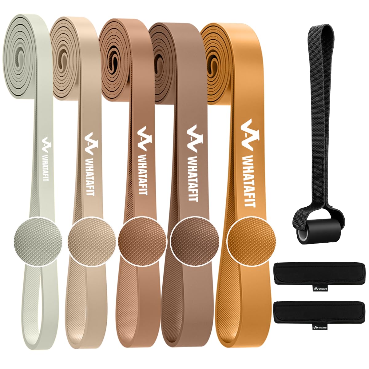 WHATAFIT Resistance Bands,Pull Up Assist Bands Set with Handles, Exercise & Workout Bands with Door Anchor for Men & Women – Home Fitness Equipment for Strength Training, Stretching Image