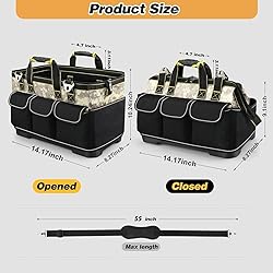 15 Inch Open Top Tool Tote Bag with Hard