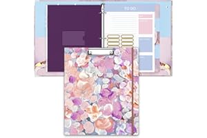 ZAXMEY 3 Ring Binder, 1 Inches Round Ring Binder with Clipboard, Dividers Tabs, PVC Zipper Bag Sleeves & to Do List Planners, Decorative Binder for Women, Men, School, Office Supplies, Watercolor Flower