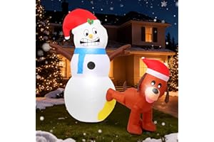 AIXULER 7FT Christmas Inflatables Decorations Outdoor，Blow Up Christmas Snowman and Dog with Built-in LEDs Lights for Indoor Holiday Party Yard Garden Lawn Décor