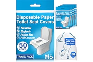 SONEAT Disposable Toilet Seat Covers Flushable XL 50 Pack – Adults & Kids Potty Training Travel Toilet Seat Cover – 100% Biodegradable Public Restroom Protection for Airplane, Camping, Festivals