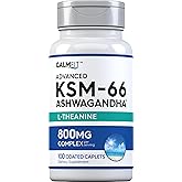 Piping Rock KSM-66 Ashwagandha L-Theanine Supplement | 800mg | 100 Caplets | Advanced Complex Root Extract | Vegan, Non-GMO, Gluten Free