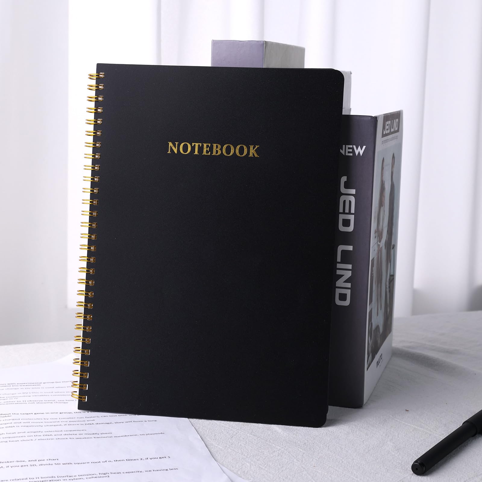 HEYPLACE Cornell Notes Notebook, College Ruled Spiral Notebook B5 Hardcover Notebook for Note Taking Office School Black