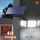 Intelamp Solar Security Flood Lights Outdoor Motion Sensor with Remote, 2 Pack view 4