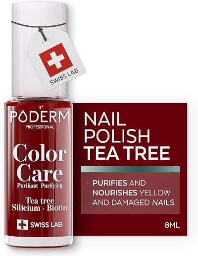 PODERM Swiss-Made Antifungal Nail Polish Red Allure Breathable Tea Tree Biotin