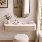 Floating Makeup Vanity Desk With Drawers Wall Mounted Makeup Table With Storage Fully Assembled Floating Vanity Desk Space Saving Modern Dressing Table For Bedroom Closet(Khaki Marble,39.3")