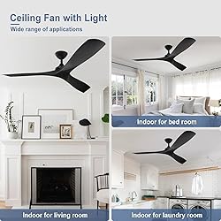 BvenuBigLite Black Ceiling Fan for Indoor: 3 Blades