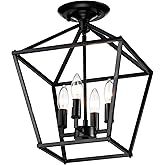 Edvivi 12 in. Semi-Flush Mount Ceiling Light, 4-Light Matte Black Farmhouse Ceiling Light Fixture for Foyer, Dining Room, Bed