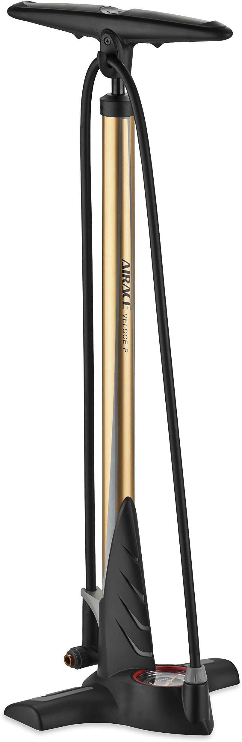 Airace Bike Aluminum Floor Pump with Large Gauge for Presta & Schrader Valve, 160 PSI (Golden)