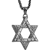 HZMAN Magen Star of David Pendant Necklace Women Men Chain Silver Stainless Steel Israel Necklace