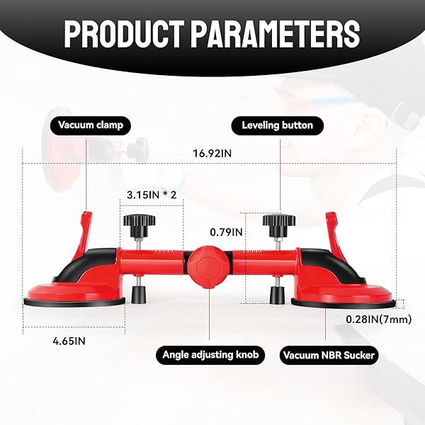 SHIJING 2PCS GRANITE SEAM SETTER, 90°- 270° ANGLE ADJUSTMENT,GLASS SUCTION CUPS, HANDLE GLASS HOLDER TOOL FOR LIFT LARGE GLASS/FLOOR GAP FIXER/TILE LIFTER MIRROR/WINDSHIELD REMOVAL & INSTALL TOOL