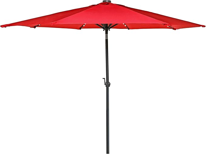 Amazon Com Hermo 98 Roun 9 Ft Outdoor Solar Power Led Patio Umbrella Red Garden Outdoor