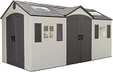 Lifetime 15x8 ft Outdoor Storage Shed Dual Entry Heavy Duty Tan HDPE Garden view 1