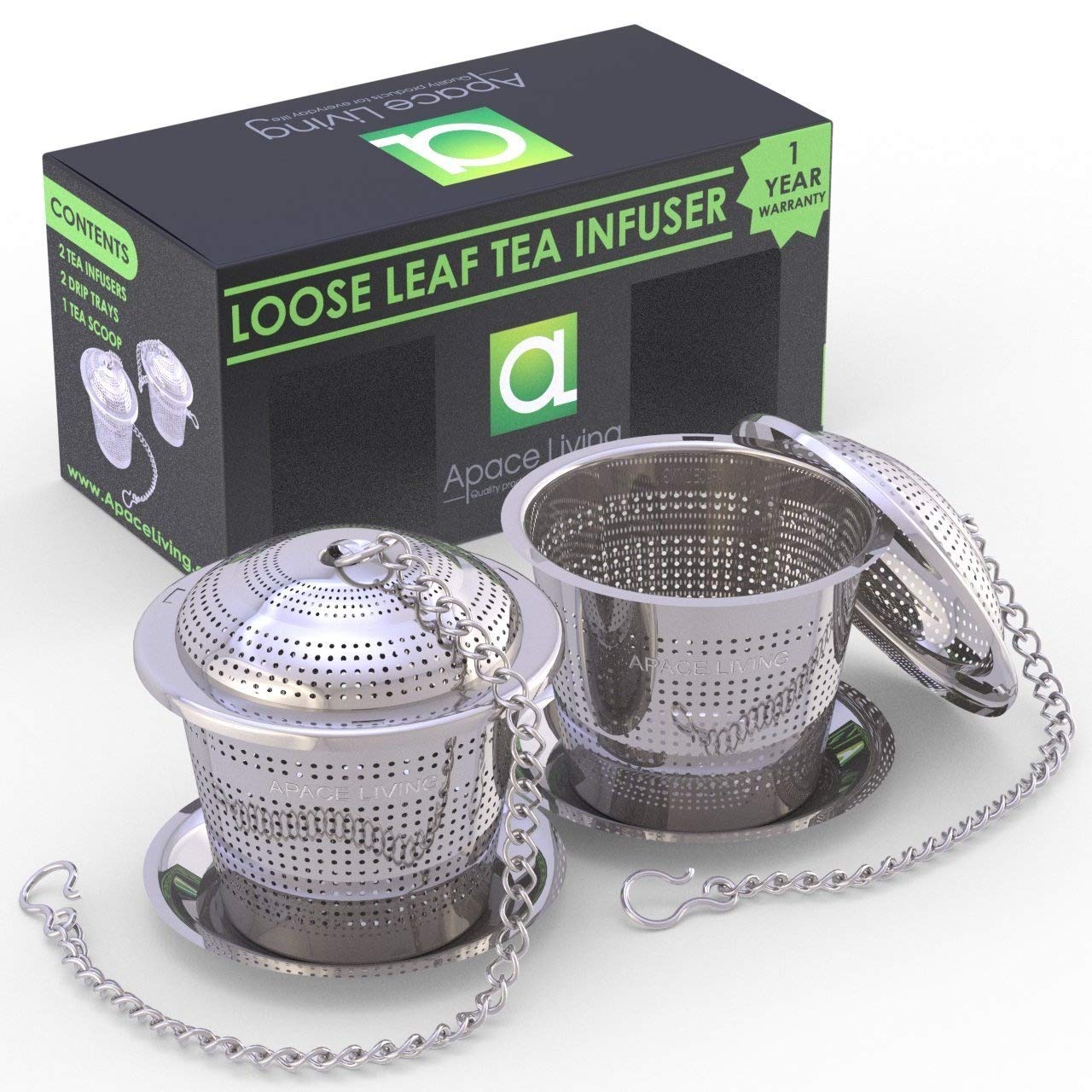 Infuseur à Thé En Silicone Et Inox 304 - Filtre Maille Fine, Poignée Anti-brûlure - 2 Pièces (bleu Et Vert)