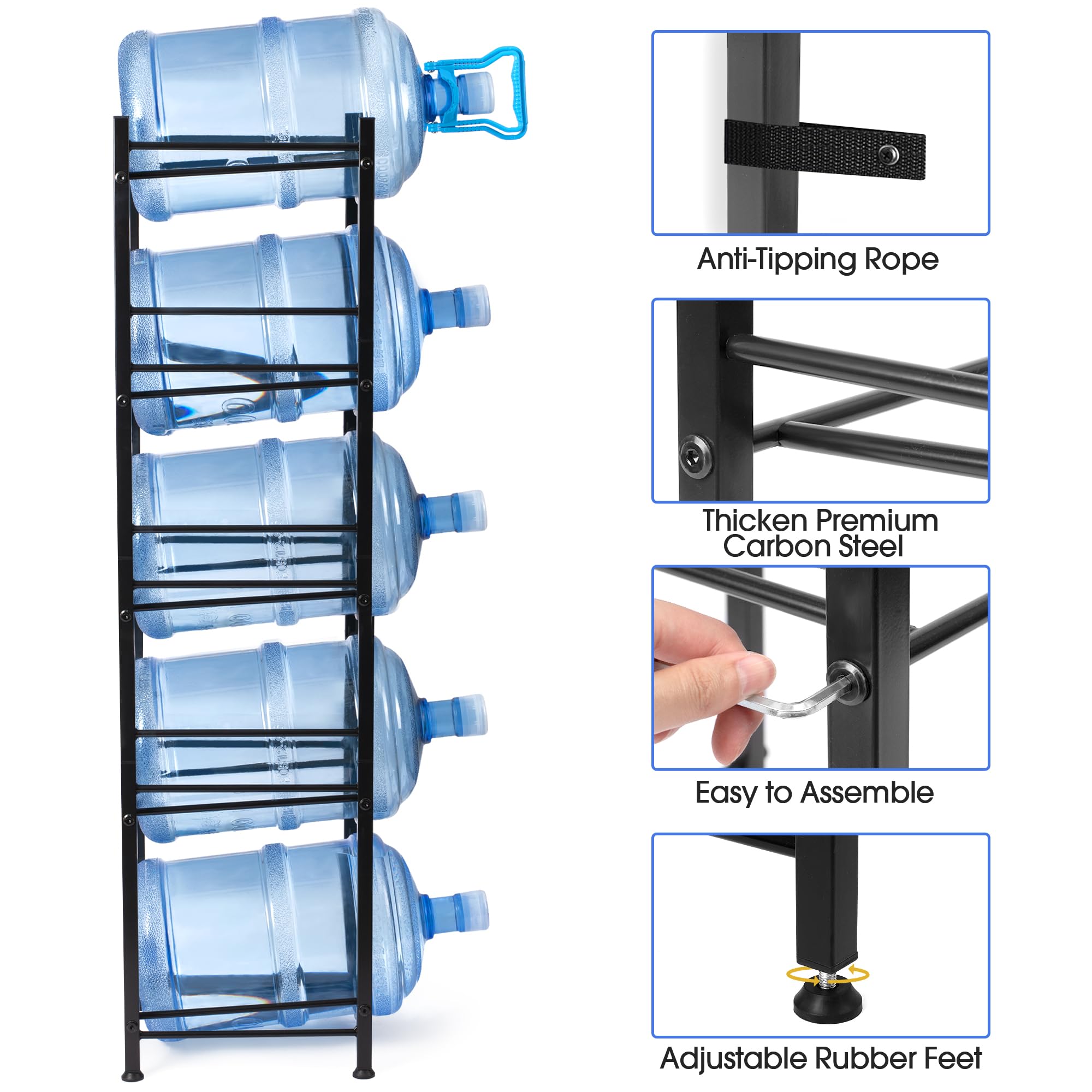 Mua Klvied 5 Gallon Water Jug Holder, 5-Tier Heavy Duty Water Jug Rack ...