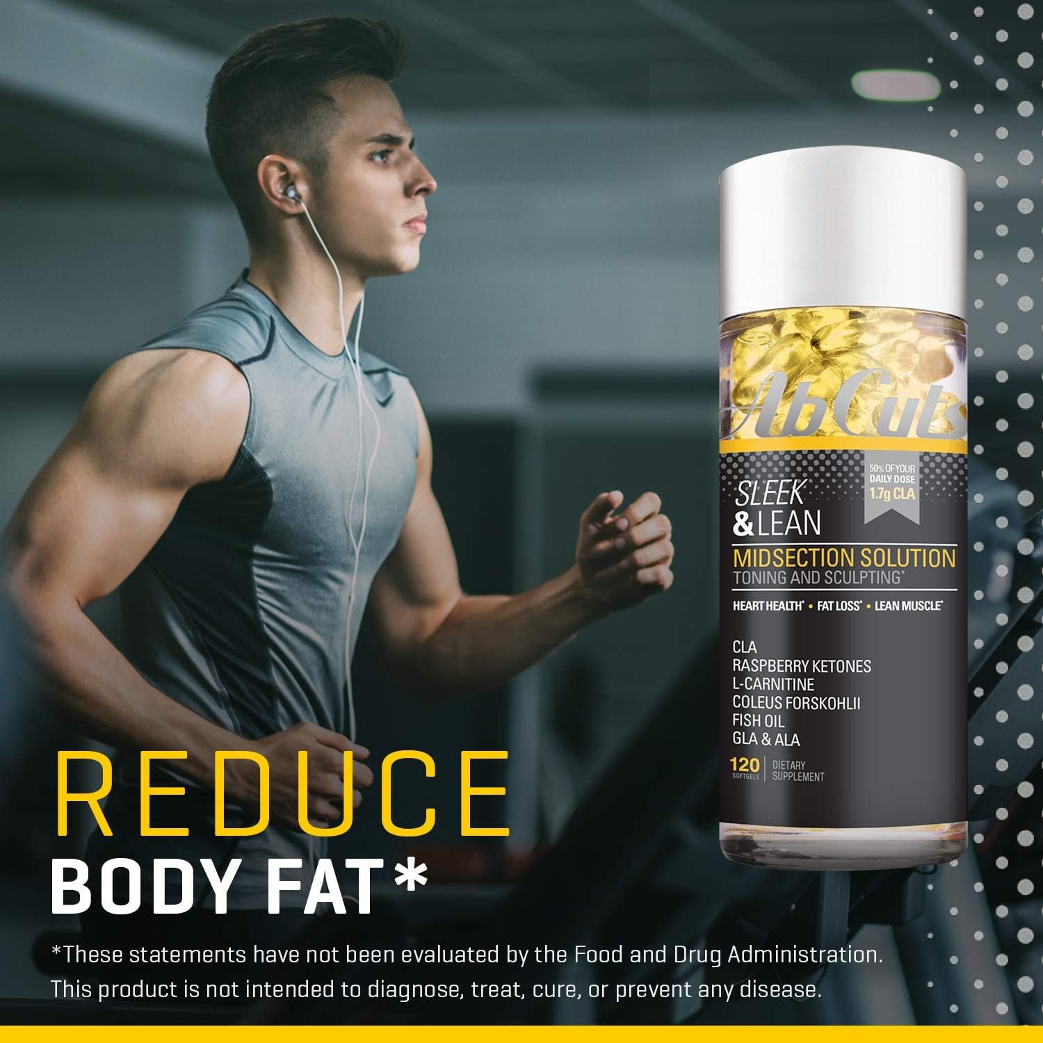Ab Cuts Sleek and Lean Midsection Solution, Fat Burner for Men and Women, Lean Muscle, CLA, Fish Oil, Flaxseed Oil, L-Carnitine, 120 Softgels: Health & Personal Care