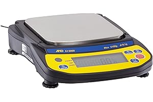 A and D Engineering EJ-2000 Newton Compact Electronic Toploading Balance with LCD Display, 127mm X 140mm Pan, Plus /-0.1g Lin
