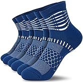 IRAMY Ankle Compression Socks for Women Men Plantar Fasciitis Relief 3/5 Pairs Cushioned Athletic Running Socks