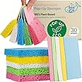 bioGo 30 Pack Compostable Pop-Up Sponges - Expanding, Non-Scratch, Plant-Based Dish Sponges - Bulk Color Sponges - Compostable Pop Up Sponge - Kitchen Pop Up Sponges
