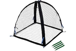 NuVue Products 32109 Pop-Up Garden Netting Pest Guard Cover with Ground Spikes, Mesh Plant Cover Tent for Pest and Animal Control, Black, 52" x 52" x 54"