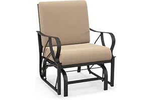 Giantex Patio Glider, Outdoor Rocking Chair with Thick Cushion, Sprayed Metal Frame, Curved Armrest, Glider Swing Chair for Garden, Yard, Lawn, Porch Rocker
