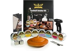 WillsCoo Cocktail Smoker Kit with Torch for Whiskey & Bourbon, DIY KIT for Old Fashioned Smoking Drink, 8 Types Flavor(Orange/Cinnamon/Ginger/Clove/Oak/Cherry/Hickory/Litchi) Birthday Present for Men