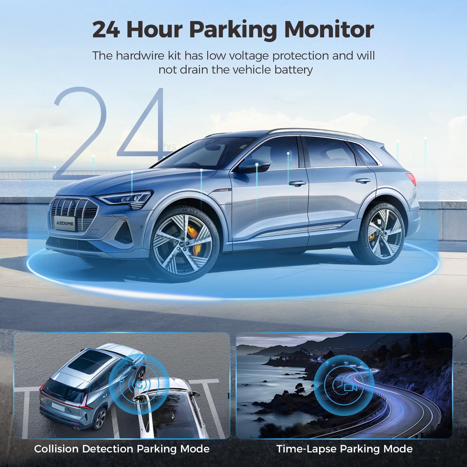 AZDOME M01 Dual Dash Cam Front and Rear with Free 64GB Card, 3