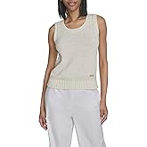 Halston Womens Sleeveless Scoop Neck Cotton Poly Top