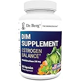 Dr. Berg DIM Supplement Estrogen Balance - Original Estrogen Supplement for Women with Diindolylmethane for Menstrual Symptoms & Menopause Relief & Black Pepper for Enhanced Absorption - 60 Capsules