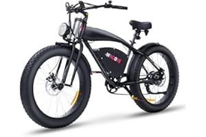 WINDONE K20 Electric Bike for Adults, Up to 28MPH Speed & 60 Mile Range, 1000W Peak Ebike with All-Terrain 4.0" Fat Tires and 7 Speeds, UL Certified, Moped E-Bike